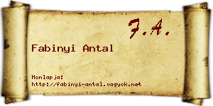 Fabinyi Antal névjegykártya